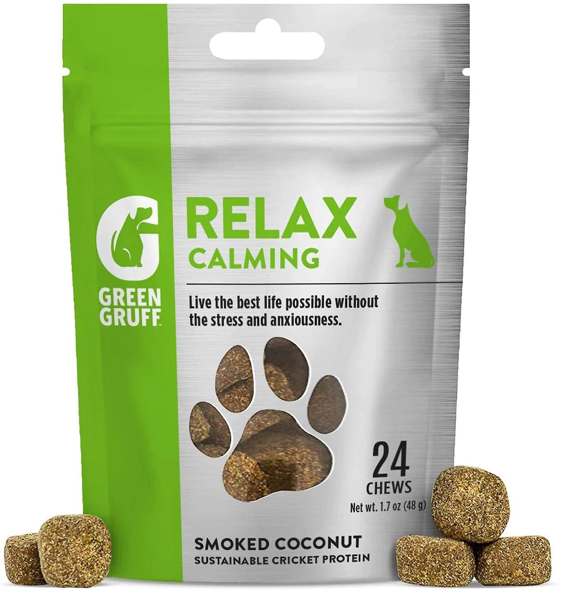 Green Gruff Relax Calming Smoked Coconut Flavor Soft Chew Dog Supplement