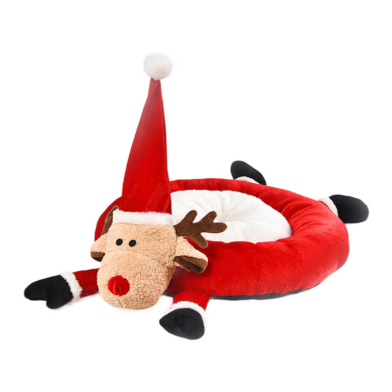 Holiday Reindeer Dog/Cat Bed For Christmas