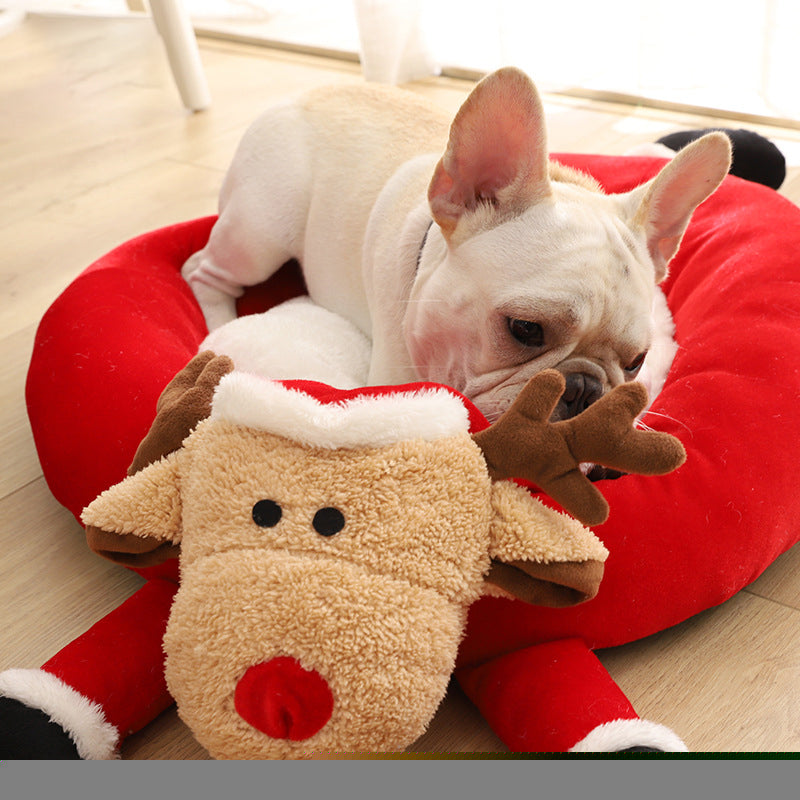 Holiday Reindeer Dog/Cat Bed For Christmas