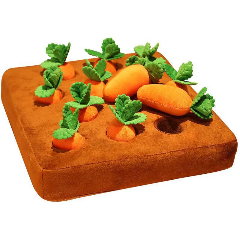 Interactive Carrot Farm Dog Toy, Carrot Snuffle Mat Plush Toy Nosework Stress Relief Puzzle Game Feeder Toy for Pets