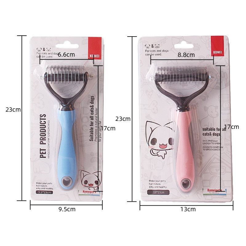 Professional Grade Double Sided Undercoat Pet Rake Brush Gently Removes Loose Undercoat, Mats & Tangled Hair