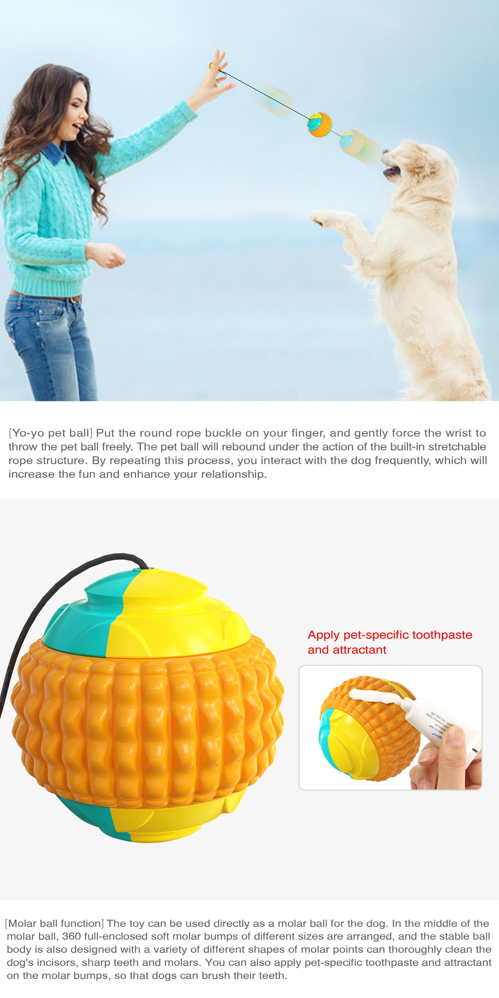 Interactive Telescopic Dog Chew Toy Trainer Ball