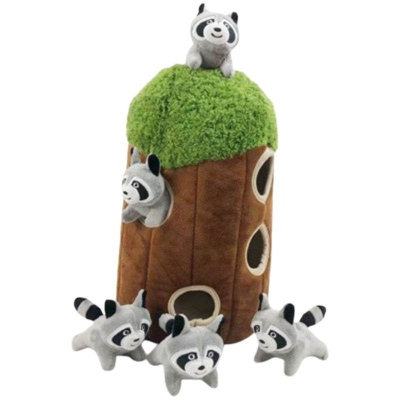 Hide And Seek Tree House Plush Squeaky Dog Toy 6pc