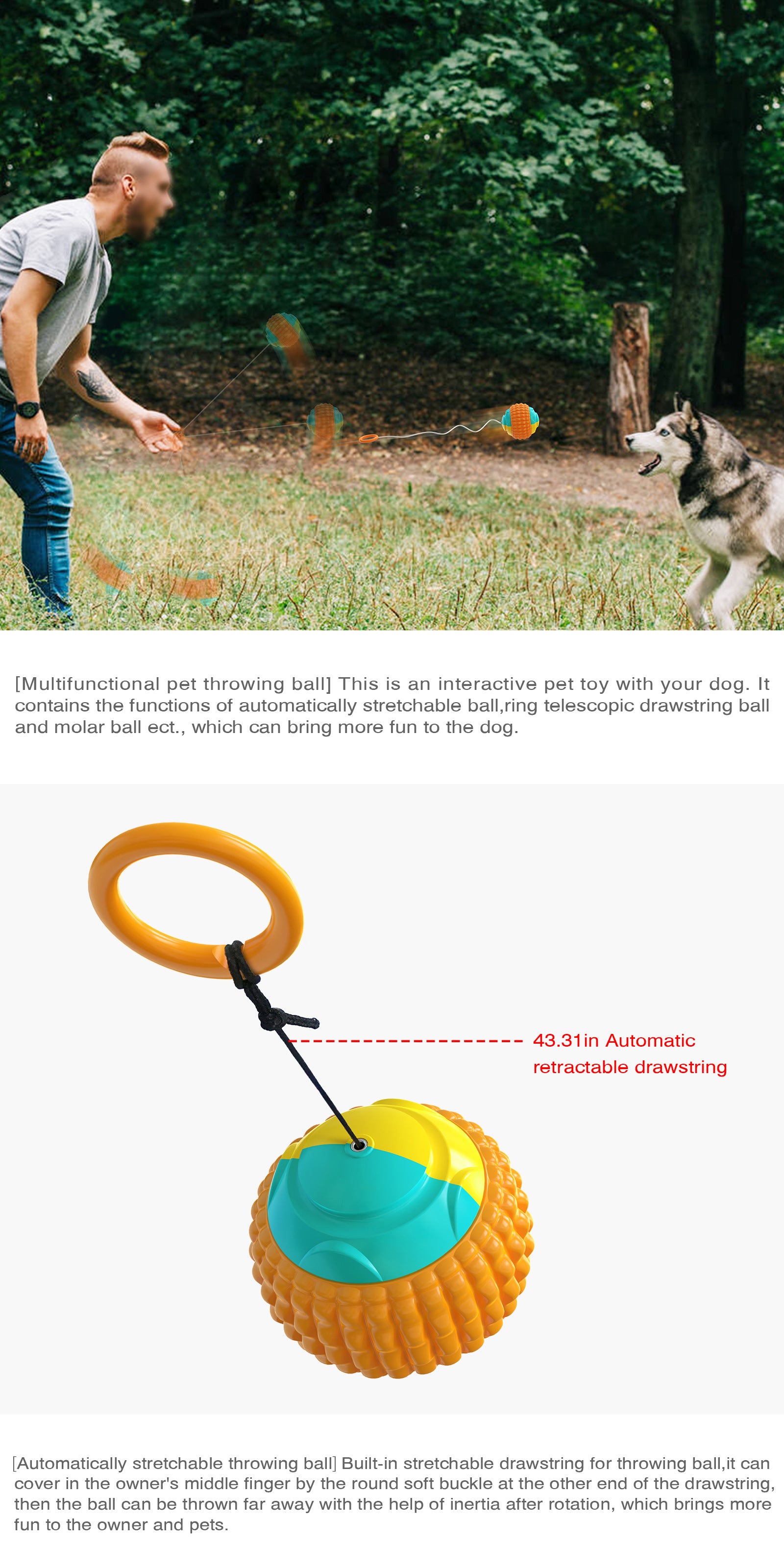 Interactive Telescopic Dog Chew Toy Trainer Ball