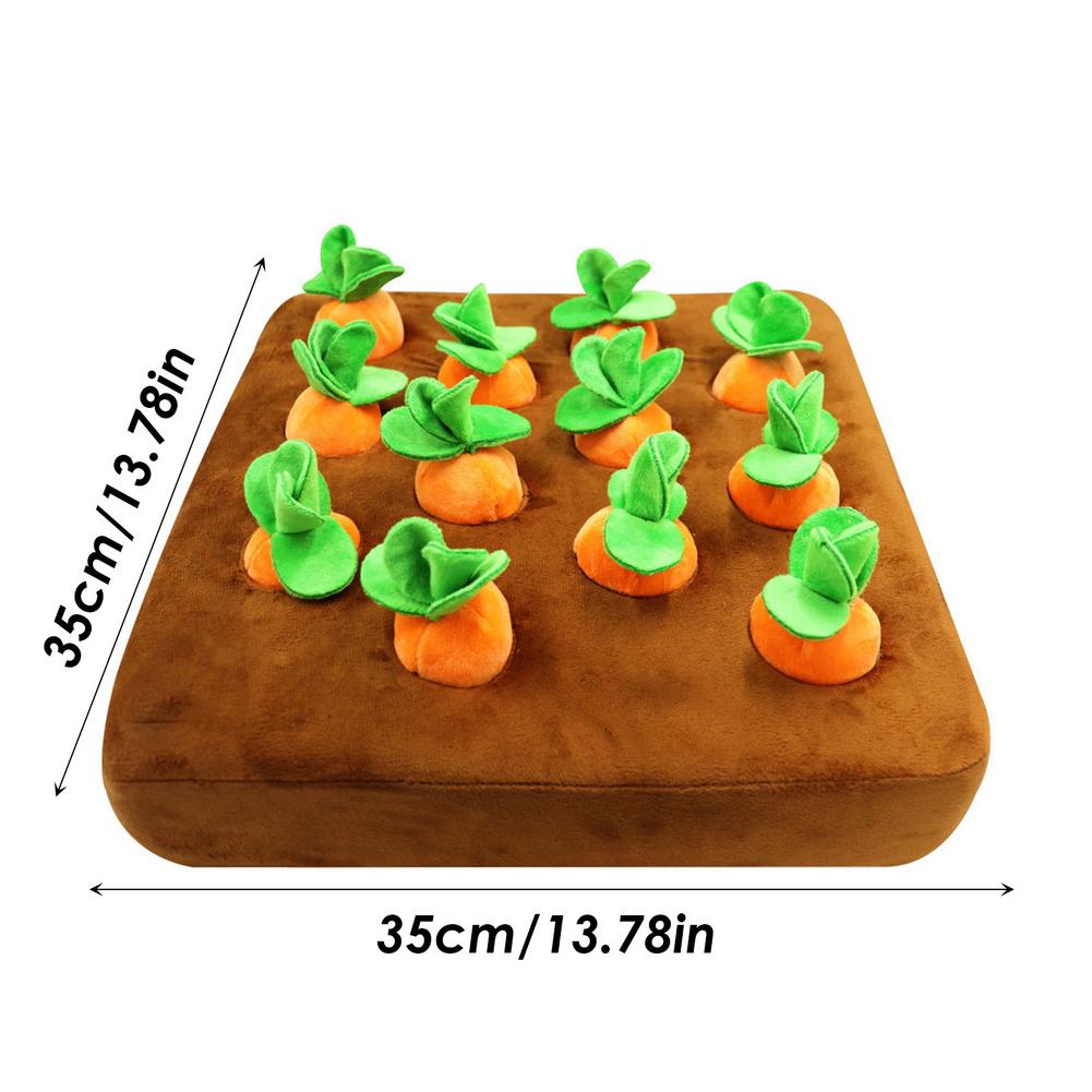 Interactive Carrot Farm Dog Toy, Carrot Snuffle Mat Plush Toy Nosework Stress Relief Puzzle Game Feeder Toy for Pets