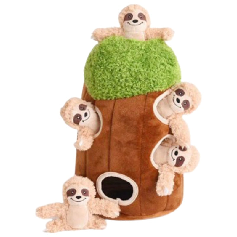 Hide And Seek Tree House Plush Squeaky Dog Toy 6pc