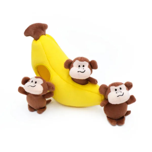 ZippyPaws Zippy Burrow Monkey 'n Banana Interactive Hide and Seek Puzzle Dog Toy