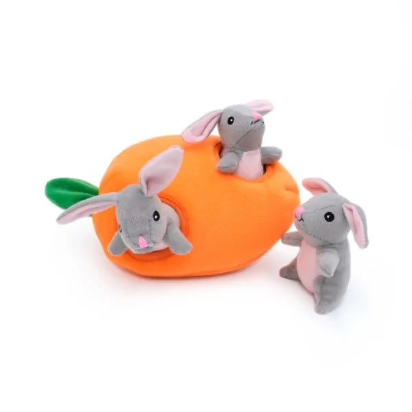 ZippyPaws Zippy Burrow Bunny 'n Carrot Interactive Hide and Seek Puzzle Dog Toy