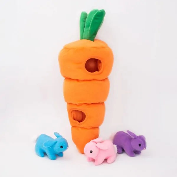 ZippyPaws Zippy Burrow Easter Carrot Interactive Hide and Seek Puzzle Dog Toy