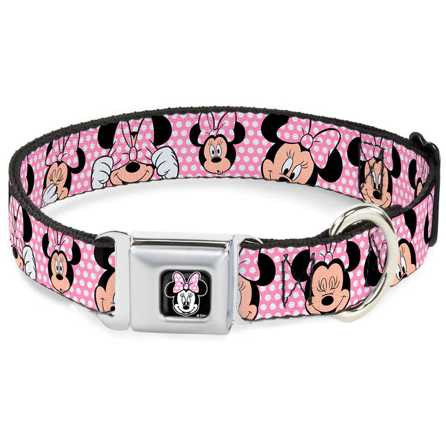 Buckle-Down Minnie Mouse Pink Polka Dot Seatbelt Buckle Dog Collar