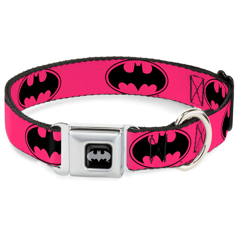 Buckle-Down Batman Black and Pink Seatbelt Buckle Dog Collar