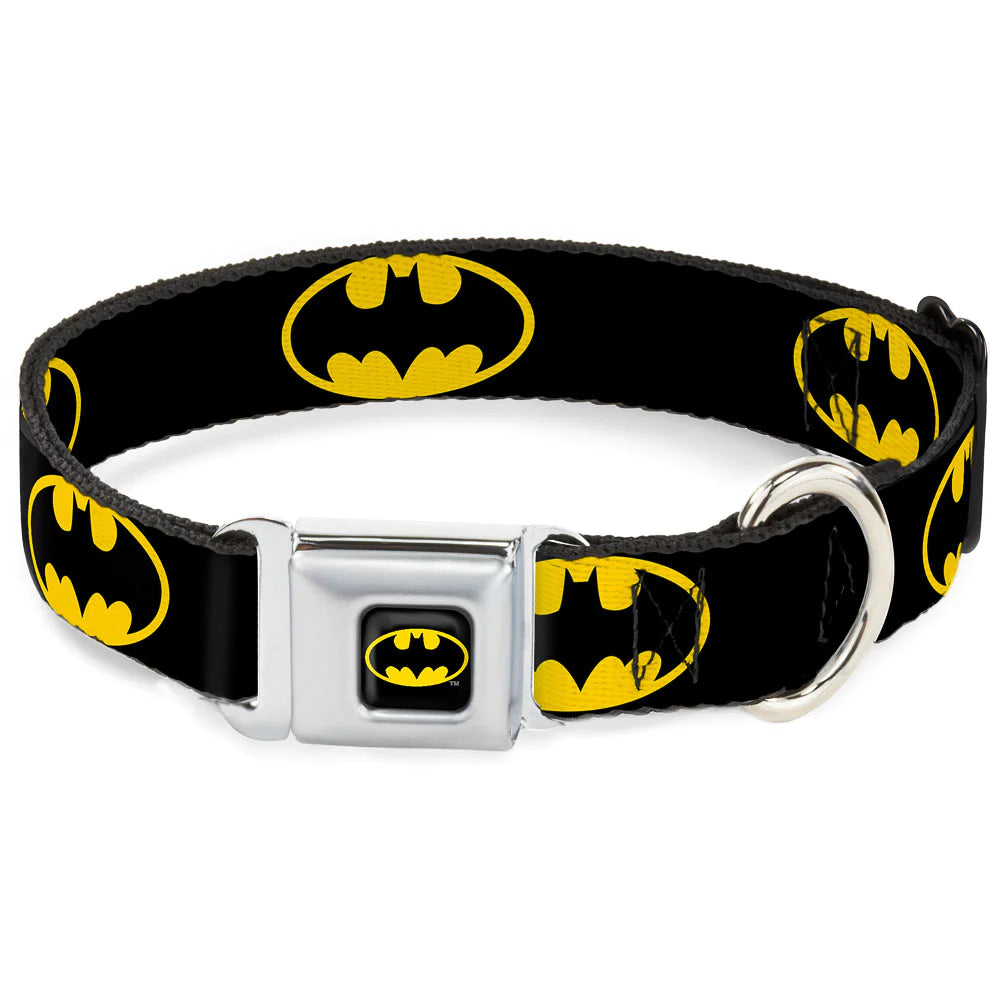 Buckle-Down Batman Black and Yellow Seatbelt Buckle Dog Collar