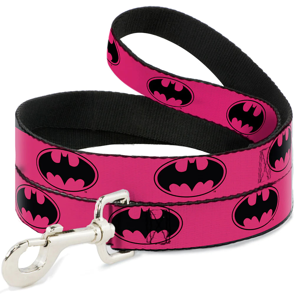 Buckle-Down Black and Pink Bat Signals Dog Leash