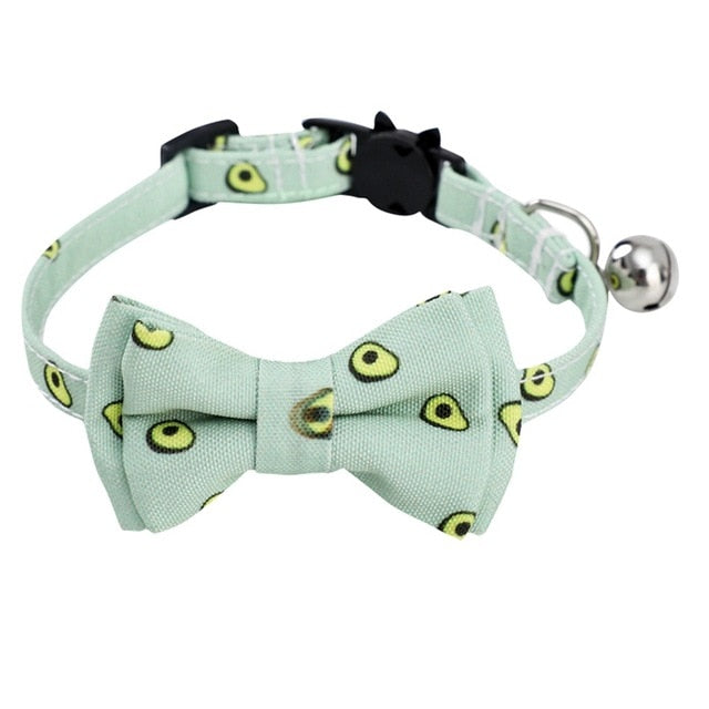 Safety Elastic Bowtie With Bell Small Dog Cat Collar Safe Soft Fruit Pattern Pet Products Dog Collar pet supplies